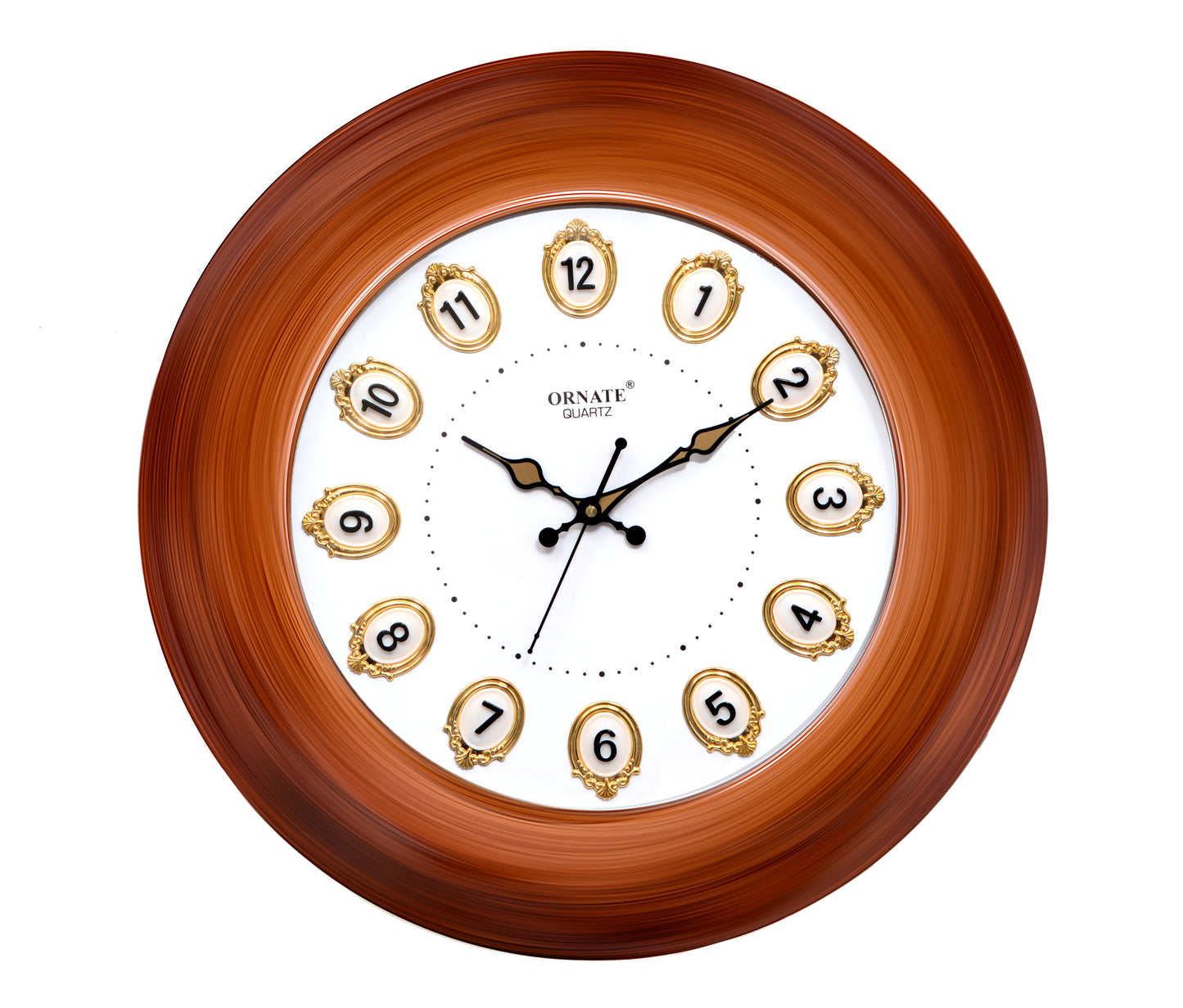 Wooden colored, ultra sleek , 15 inch ,Plastic Round Wall clock