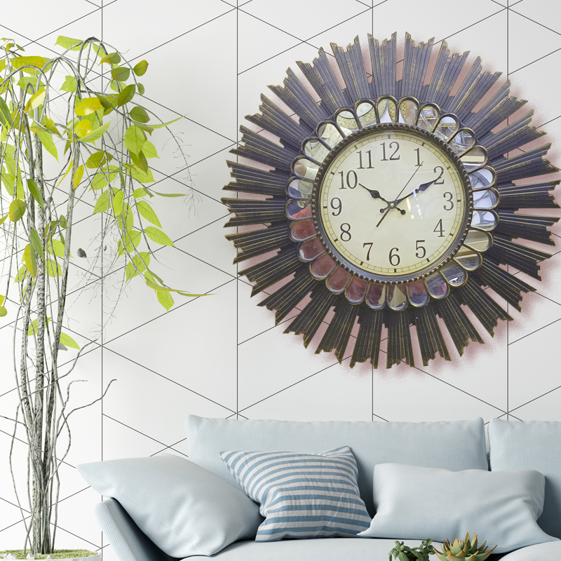 Extra Large Wall Clock in shape of sunrays - Plastic Body - 28 Inch Diameter