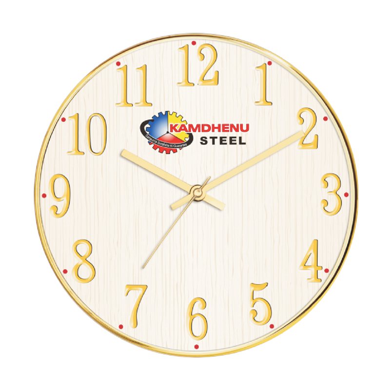 Kamdhenu Steel - 12 inch - promotional wall clock with chrome ring