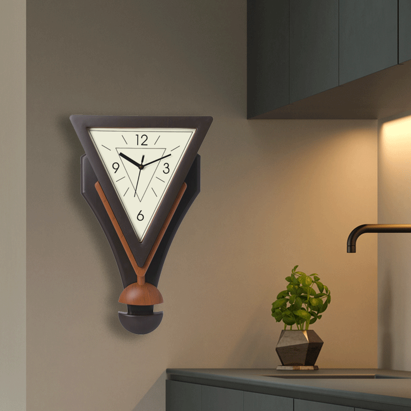 Small Inverted Triangle Shaped Plastic Pendulum Clock – Eleven55