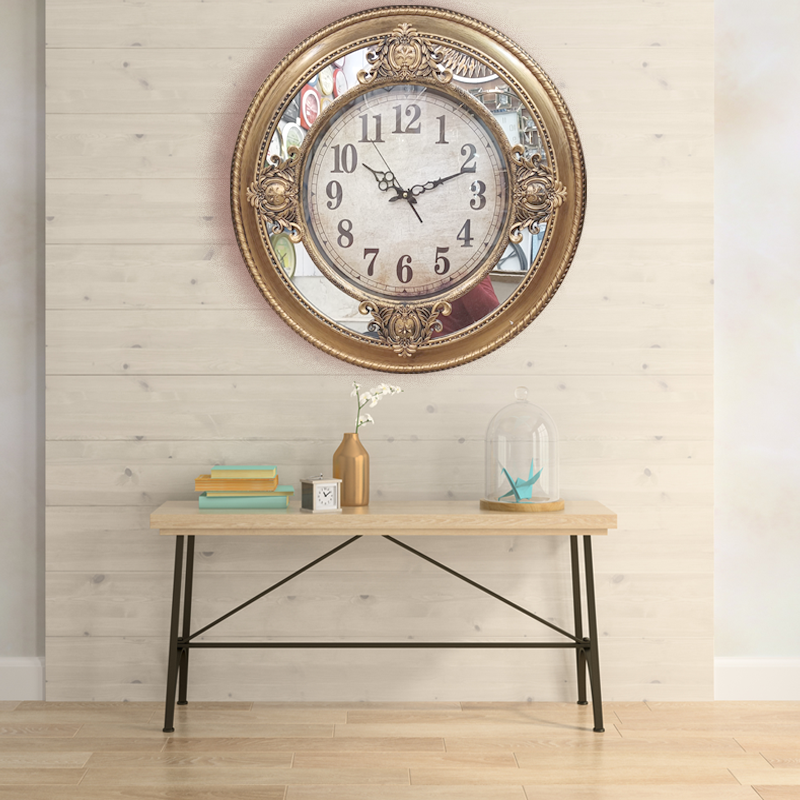 Large Decorative Copper colored Wall Clock - MIrrored Border Finish - 24 inch Diameter