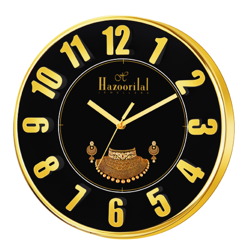 Hazoorilal - 12 inch promotional wall clock with 3d numbers