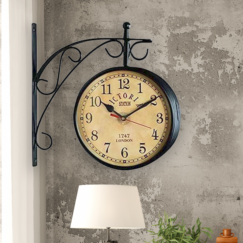 Classic Victoria Station Clock - Black color , Dual Side Display