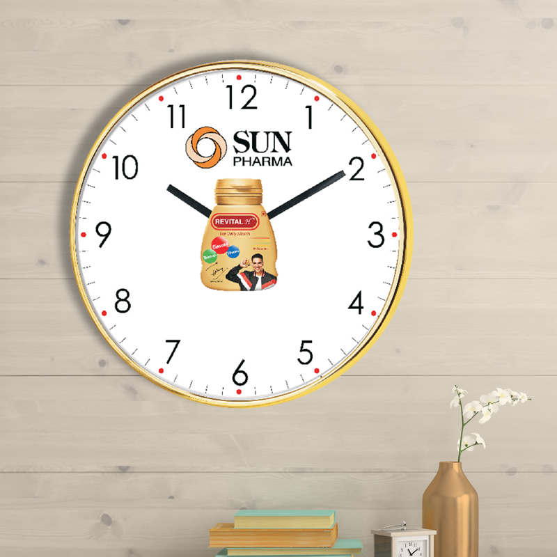 Sun Pharma - 12 inch - promotional wall clock with revolving logo