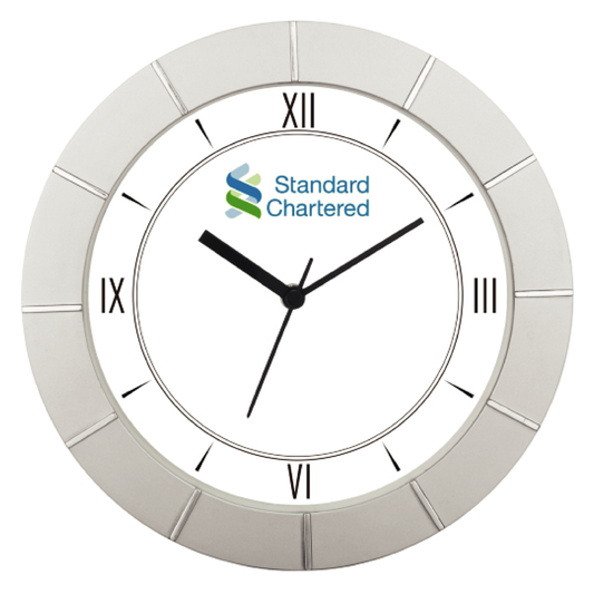 Standard Charted  - 9 inch x 9 inch plastic Promotional Wall clock