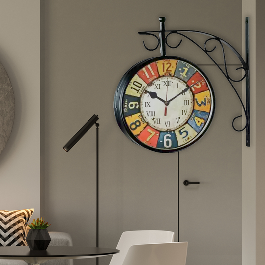 Victoria Station Clock with Multicolor Dial - Metal Body - 4 sizes
