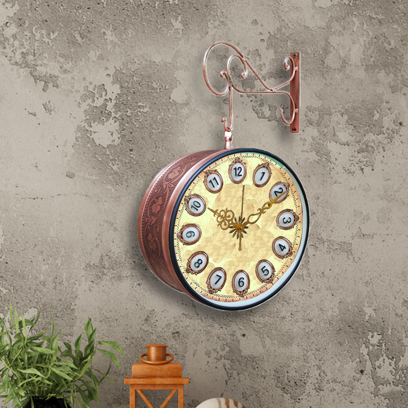 Vintage Double Sided Ethnic station Clock