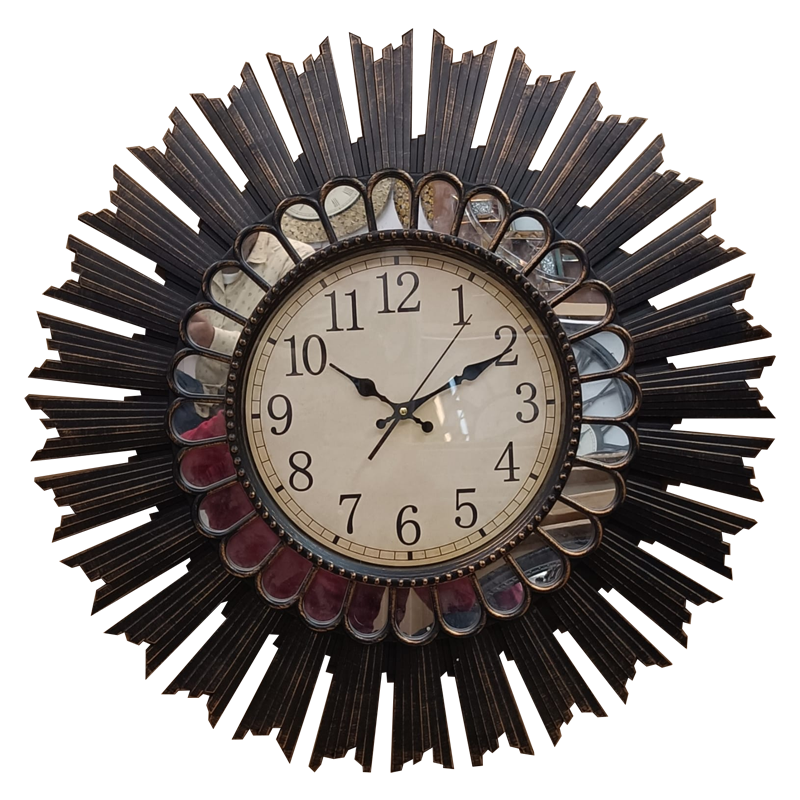 Extra Large Wall Clock in shape of sunrays - Plastic Body - 28 Inch Diameter