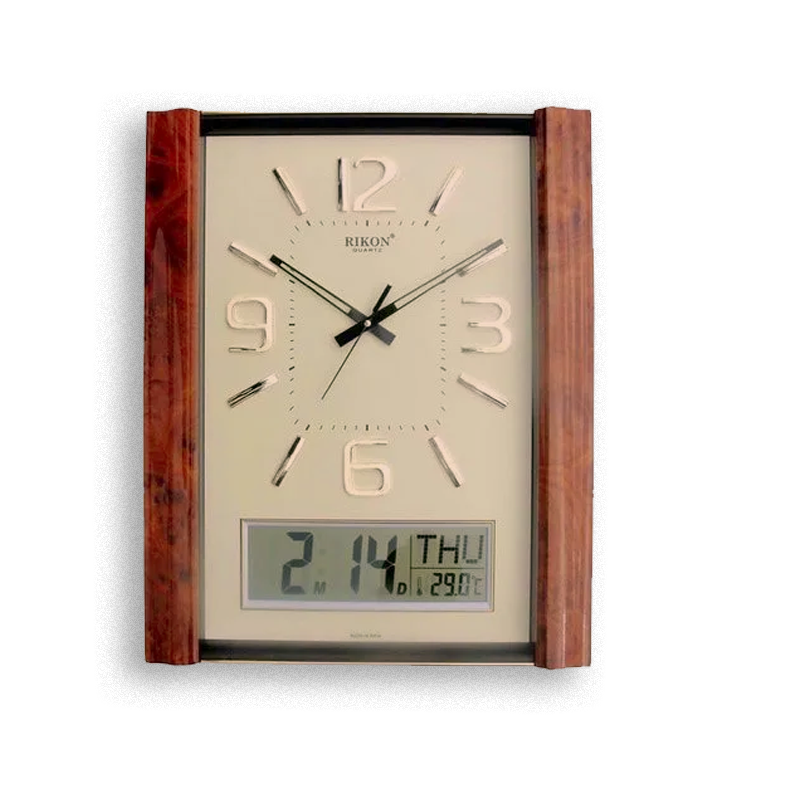 Dual Time , Analog plus Digital Wall Clock , Rikon 9551 H