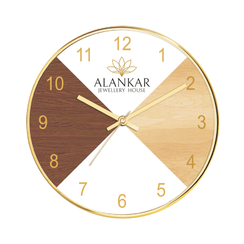 Alankar Jewelry House - 12 golden finish promotional wall clock