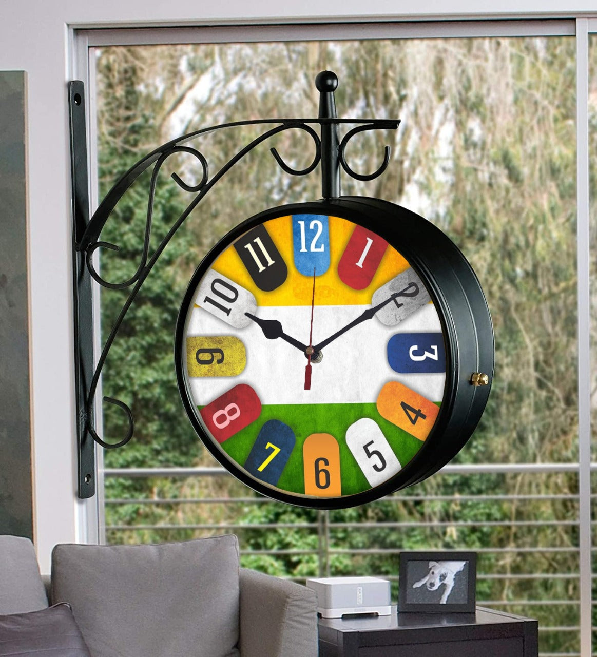 Station Clock With COntemporary Dial design - double sided display