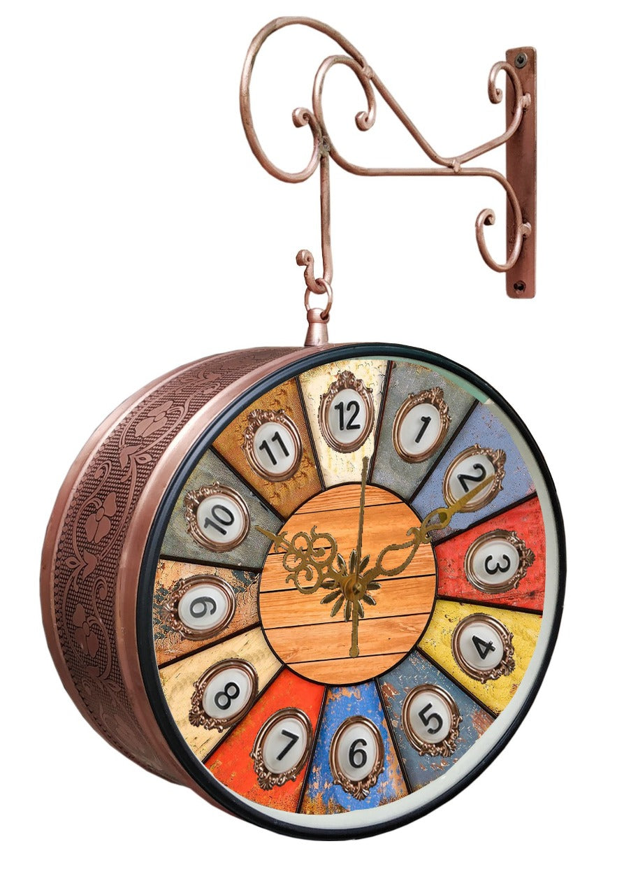 Ethnic Double sided Station Clock with Multicolor Dial