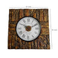 Square Wooden Clock - Made From Tree Bark