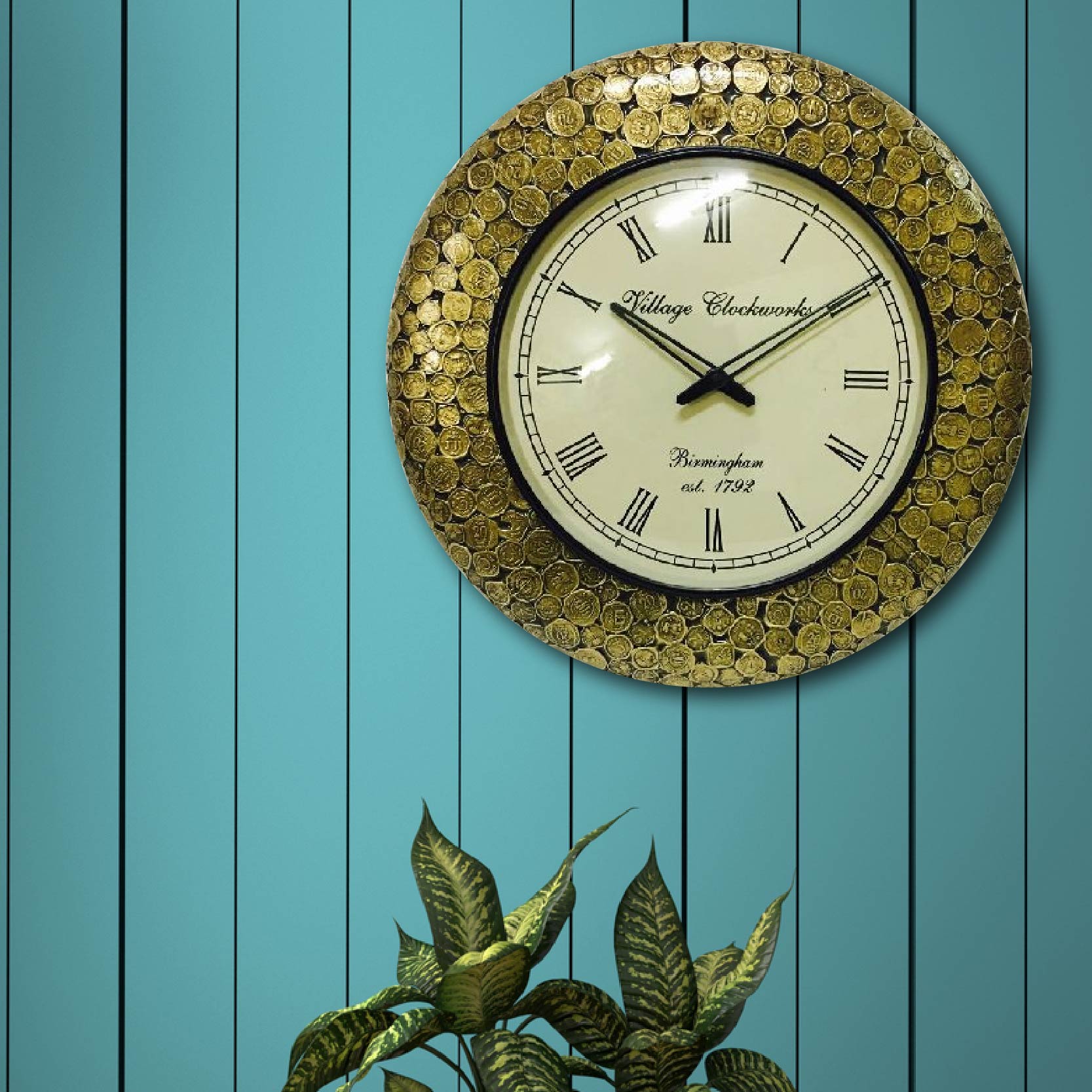 Coin Clock Wooden Clock With Brass Sheet 18 inch x 18 inch